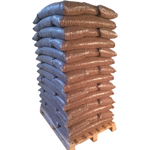 træpiller 8 mm - palle med 56 poser á 16 kg/896 kg